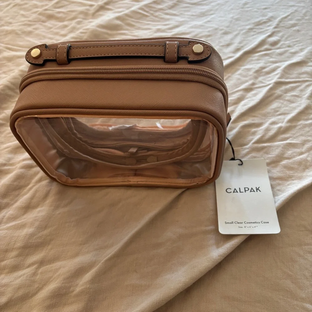 Calpak Small Clear Cosmetics Case - brown toiletry bag - Picture 2 of 4